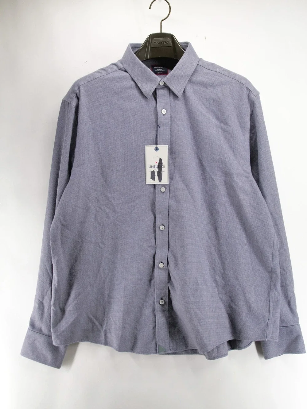 NWT UNTUCKit Veneto Shirt Mens XL Gray Relaxed Fit Wrinkle Free Button Up